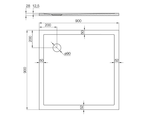 Душевой поддон из искусственного камня Aquaton Калифорния М 90x90 1A737536CA010 Белый