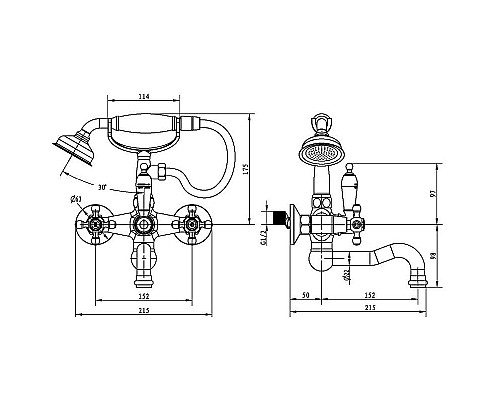 Смеситель для ванны Boheme Tradizionale Chromo 273-SW Хром