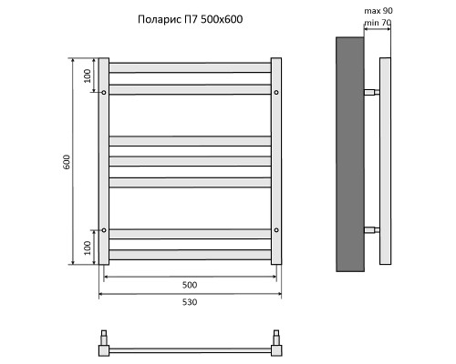 Водяной полотенцесушитель Aquatek Поларис П7 500x600 AQ KO0760CH Хром