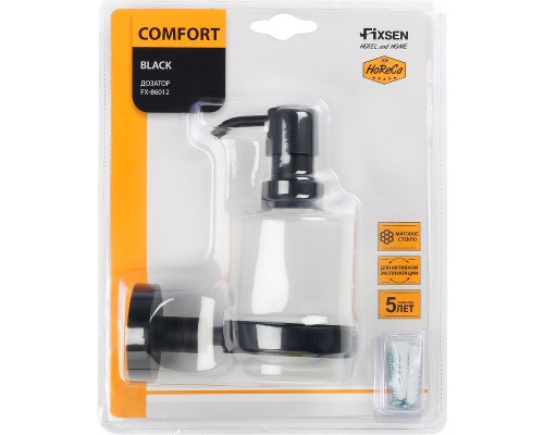Дозатор для жидкого мыла Fixsen Comfort Black FX-86012 Черный матовый