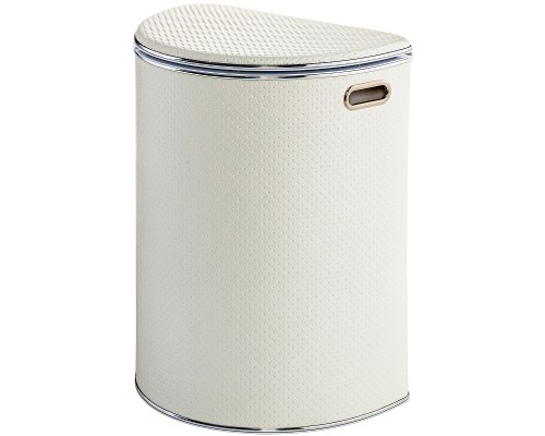 Корзина для белья Geralis PWH-O Punto Белая, кант Хром, полукруглая