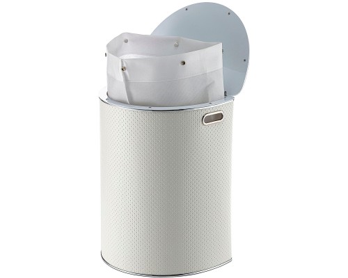 Корзина для белья Geralis PWH-O Punto Белая, кант Хром, полукруглая