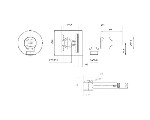Гигиенический душ со смесителем Bossini Paloma Flat E34001B.030 Хром