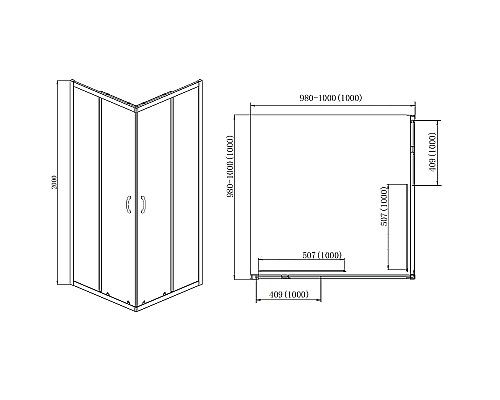 Душевой уголок Azario Milton 100x100 AZ-ND1142 1000 Black профиль Черный стекло прозрачное