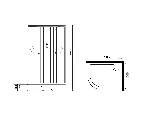 Душевая кабина Niagara Promo 100x70 R P100/70/26R/MT/BK без гидромассажа