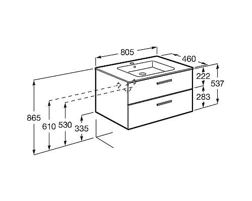 Тумба под раковину Roca Victoria 80 A857470806 подвесная Белый глянец