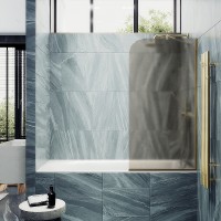 Шторка на ванну Maybah Glass 300x1400 в узком профиле Золото стекло бронзовое матовое
