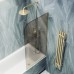 Шторка на ванну Maybah Glass 300x1400 в узком профиле Золото стекло бронзовое матовое