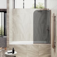 Шторка на ванну Maybah Glass 300x1400 в узком профиле Бронза стекло графитовое матовое