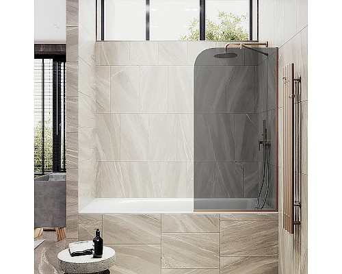 Шторка на ванну Maybah Glass MGV-78-2у 400x1400 в узком профиле Бронза стекло графитовое