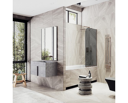 Шторка на ванну Maybah Glass MGV-78-2у 400x1400 в узком профиле Бронза стекло графитовое