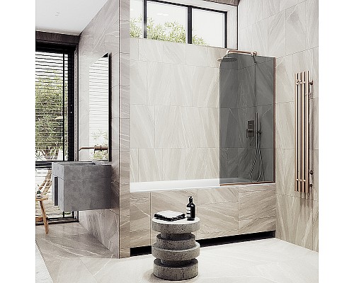 Шторка на ванну Maybah Glass MGV-78-2у 400x1400 в узком профиле Бронза стекло графитовое