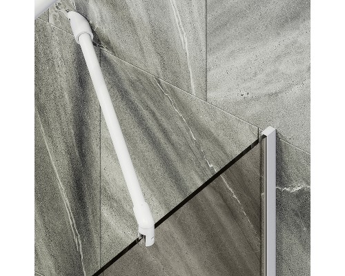 Шторка на ванну Maybah Glass MGV-71-1у 900x1400 в узком профиле Белый стекло бронзовое