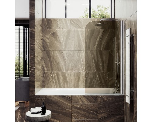 Шторка на ванну Maybah Glass MGV-622-5 800x1400 поворотная на монопетле Хром матовый стекло бронзовое