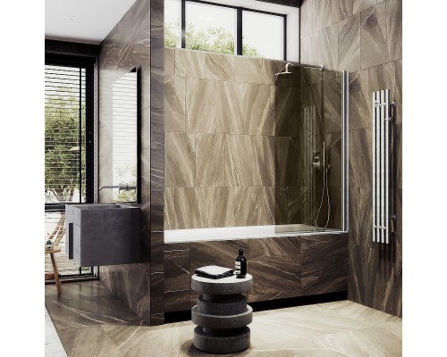 Шторка на ванну Maybah Glass MGV-622-5 800x1400 поворотная на монопетле Хром матовый стекло бронзовое