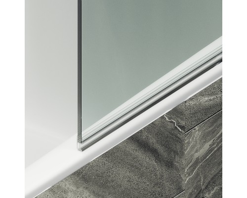 Шторка на ванну Maybah Glass MGV-600-1 800x1400 поворотная на монопетле Белый стекло прозрачное