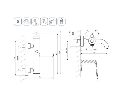 Смеситель для ванны Ravak Espirit ES 022.00CR X070199 Хром