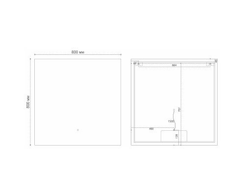 Зеркало Grossman Pragma-норма Black 80 1880802 с подсветкой Черное с сенсорным выключателем и подогревом