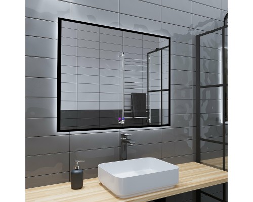 Зеркало Grossman Pragma-норма Black 100 18100802 с подсветкой Черное с сенсорным выключателем и подогревом