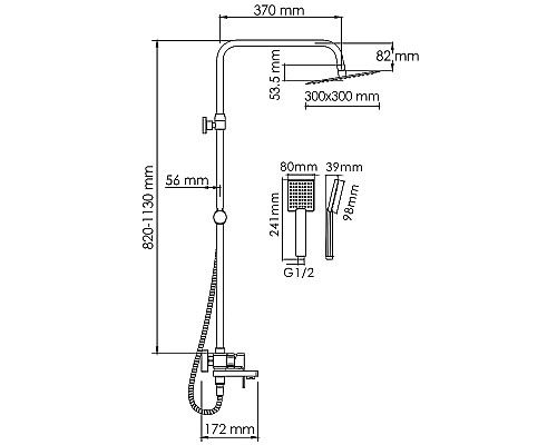 Душевая система WasserKRAFT A177.118.141.010.CH Хром