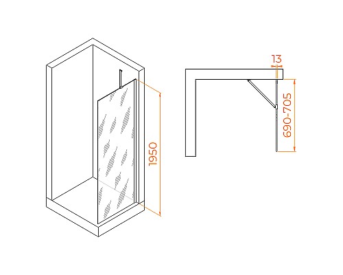 Душевая перегородка RGW Walk In WA-110 70 351011007-11 профиль Хром стекло прозрачное