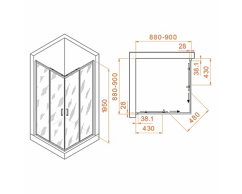 Душевой уголок RGW Passage PA-39 90x90 03083999-11 профиль Хром стекло прозрачное