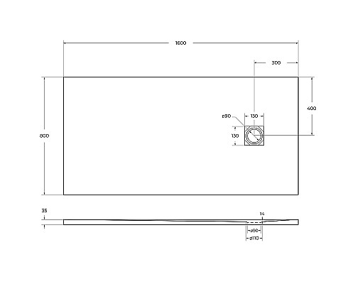 Душевой поддон из искусственного камня BelBagno Uno 160x80 TRAY-MR-UNO-AH-160/80-35-W Белый