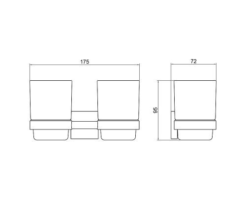 Стакан для зубных щеток Timo Selene 12034/03 двойной Черный матовый