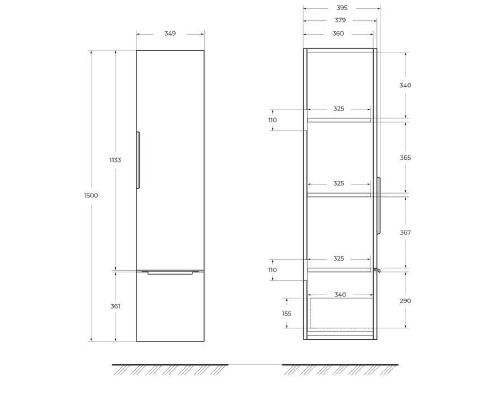 Шкаф пенал Cezares Premium 35 55501 подвесной Bianco opaco