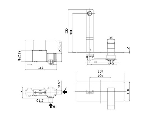 Смеситель для раковины Paffoni Level LES105CR Хром