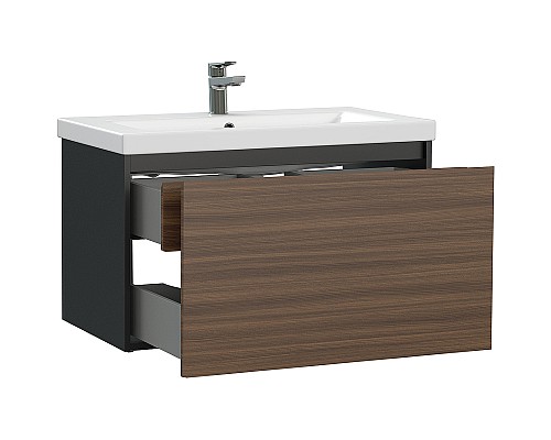 Тумба под раковину Cersanit Grande 80 64760 подвесная Черная Орех