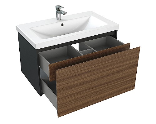 Тумба под раковину Cersanit Grande 80 64760 подвесная Черная Орех