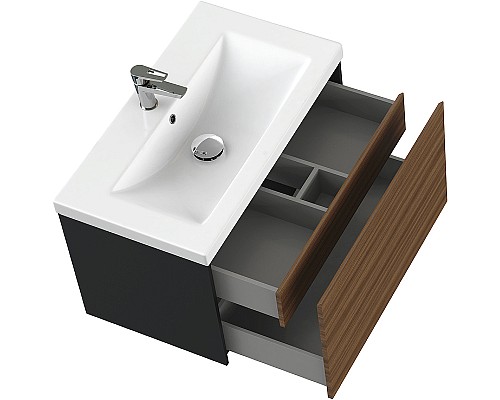 Тумба под раковину Cersanit Grande 80 64760 подвесная Черная Орех