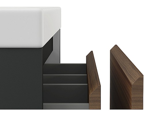 Тумба под раковину Cersanit Grande 80 64760 подвесная Черная Орех