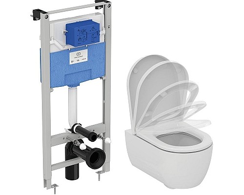 Комплект унитаза с инсталляцией Ideal Standard ProSys Blend Сurve M374901 с сиденьем Микролифт