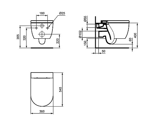 Комплект унитаза с инсталляцией Ideal Standard ProSys Blend Сurve M374901 с сиденьем Микролифт