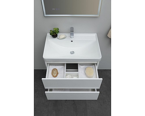 Тумба под раковину Aquanet Вега 70 308333 подвесная Белый глянец