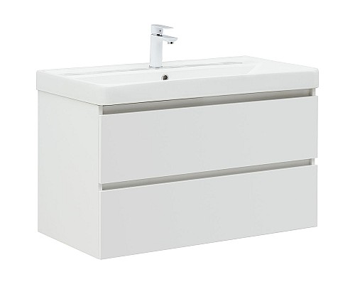 Тумба с раковиной Aquanet Вега 90 327998 подвесная Белый глянец