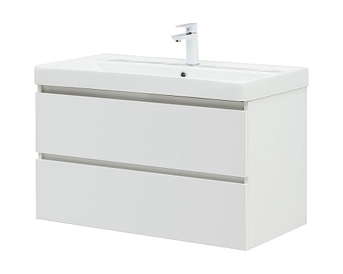 Тумба с раковиной Aquanet Вега 90 327998 подвесная Белый глянец