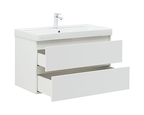 Тумба с раковиной Aquanet Вега 90 327998 подвесная Белый глянец