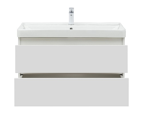 Тумба с раковиной Aquanet Вега 90 327998 подвесная Белый глянец