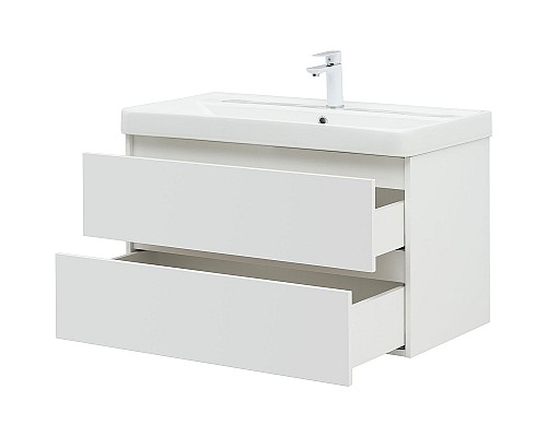 Тумба с раковиной Aquanet Вега 90 327998 подвесная Белый глянец