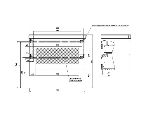 Тумба с раковиной Aquanet Вега 90 327998 подвесная Белый глянец