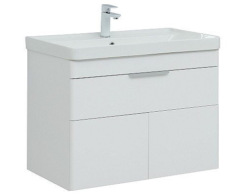 Тумба с раковиной Aquanet Ирис new 80 312430 подвесная Белый глянец