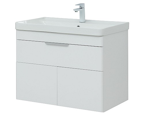 Тумба с раковиной Aquanet Ирис new 80 312430 подвесная Белый глянец
