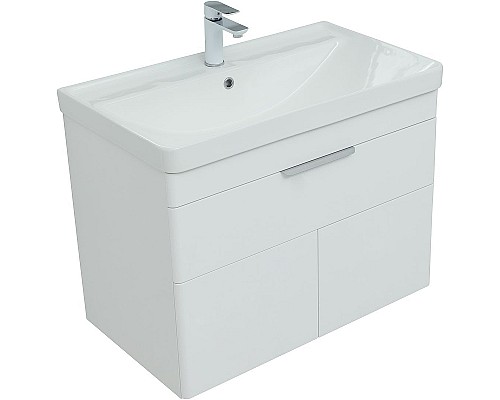 Тумба с раковиной Aquanet Ирис new 80 312430 подвесная Белый глянец
