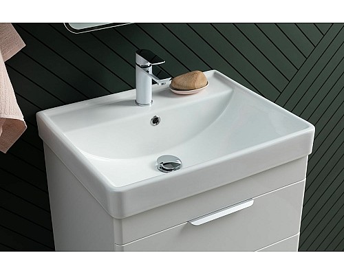 Тумба с раковиной Aquanet Ирис new 80 312430 подвесная Белый глянец