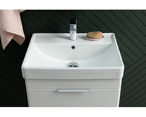 Тумба с раковиной Aquanet Ирис new 80 312430 подвесная Белый глянец