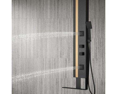 Душевая панель Black&White Gravity GR026 026000 с гидромассажем Темный графит Брашированное золото
