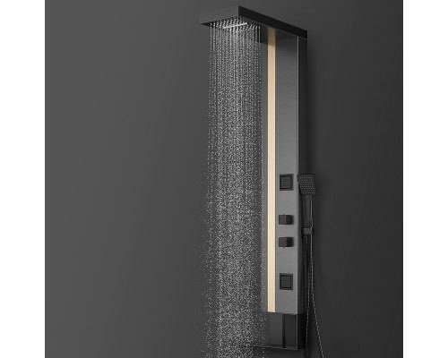 Душевая панель Black&White Gravity GR026 026000 с гидромассажем Темный графит Брашированное золото